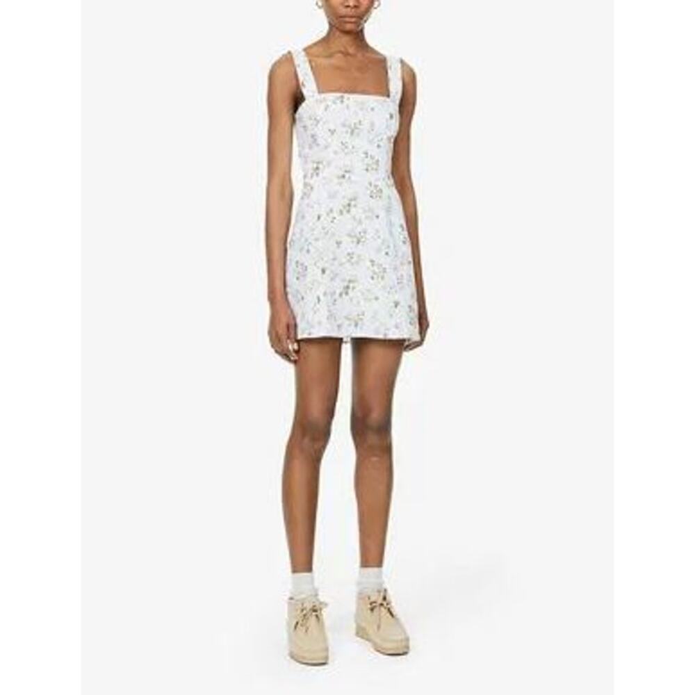 NEW Reformation Brigitte Floral Print Sheath Mini Dress 100% Linen White Size 0 - Picture 2 of 8